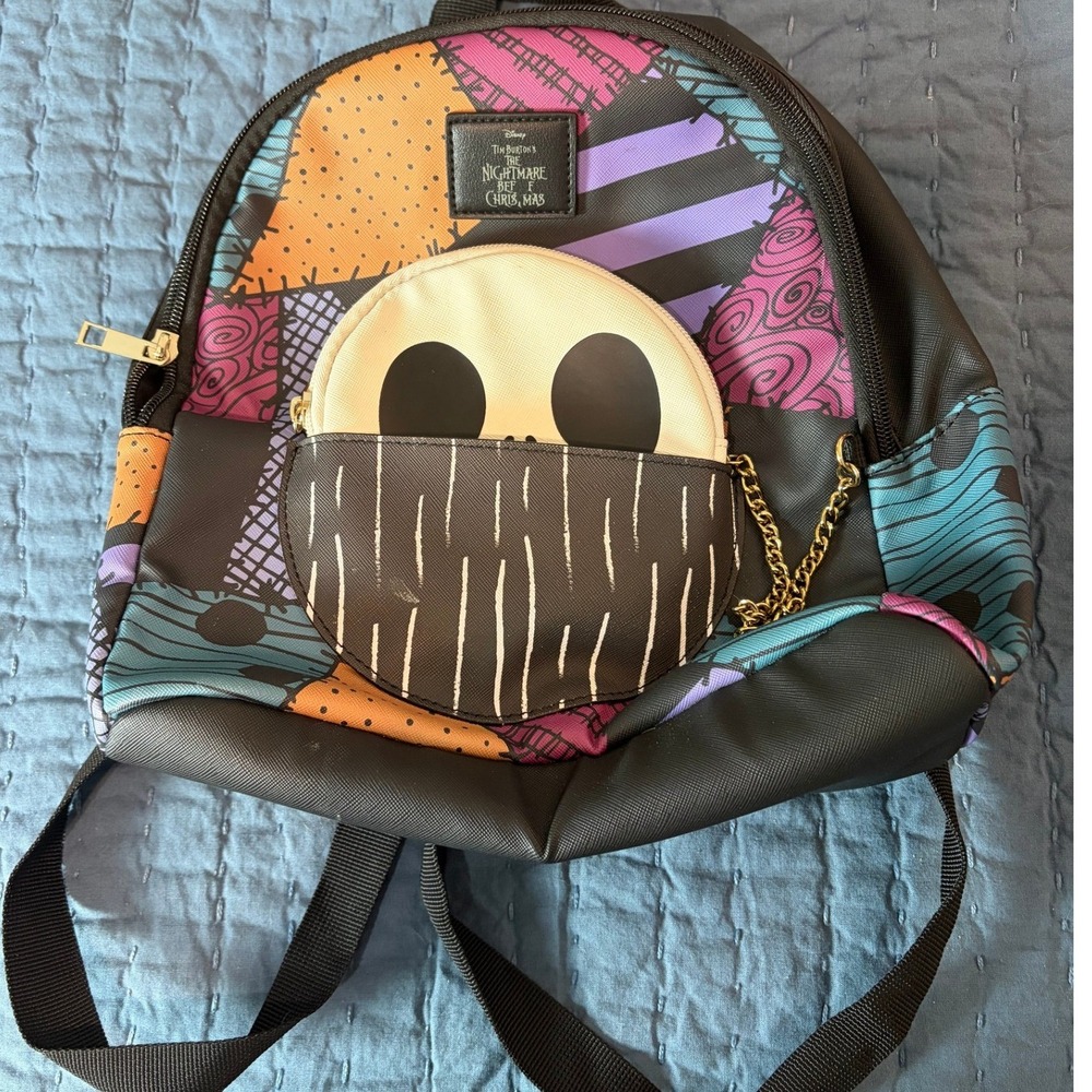 Disney Nightmare Before Christmas Jack Skellington Sally Patchwork Mini Backpack